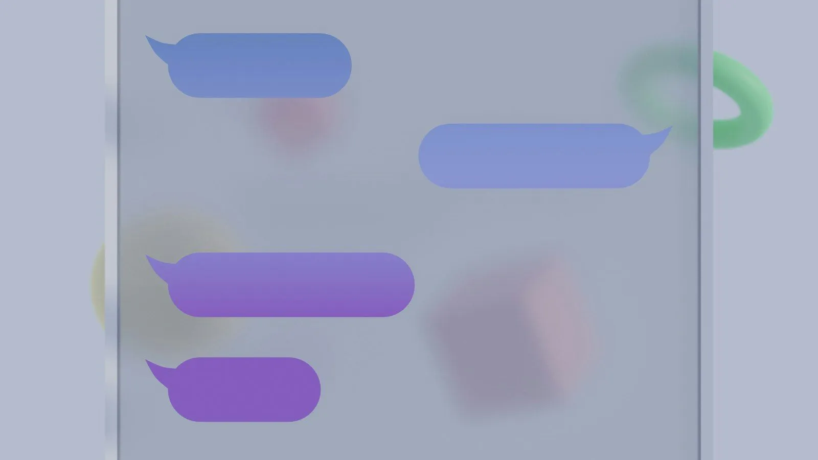 Chat bubbles floating on a translucent screen